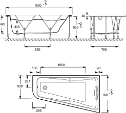 Jacob Delafon Акриловая ванна Odeon Up 160x90 R E6081-00 – фотография-3